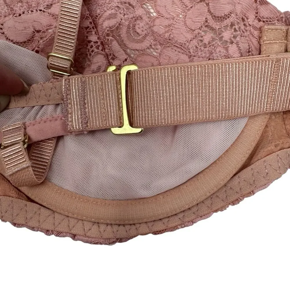 We Are HAH‎ Hook Up Balconette Bra Size DD Band 32-40 Lace Dusty Rose Underwire